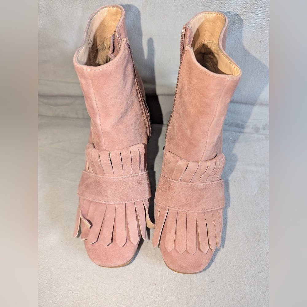 Steven Steve Madden Shooter Pink Suede Leather Ankle Boots Sz 5.5W
